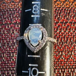 Fragrant Jewels Silver Ring with Clear Teardrop Gem